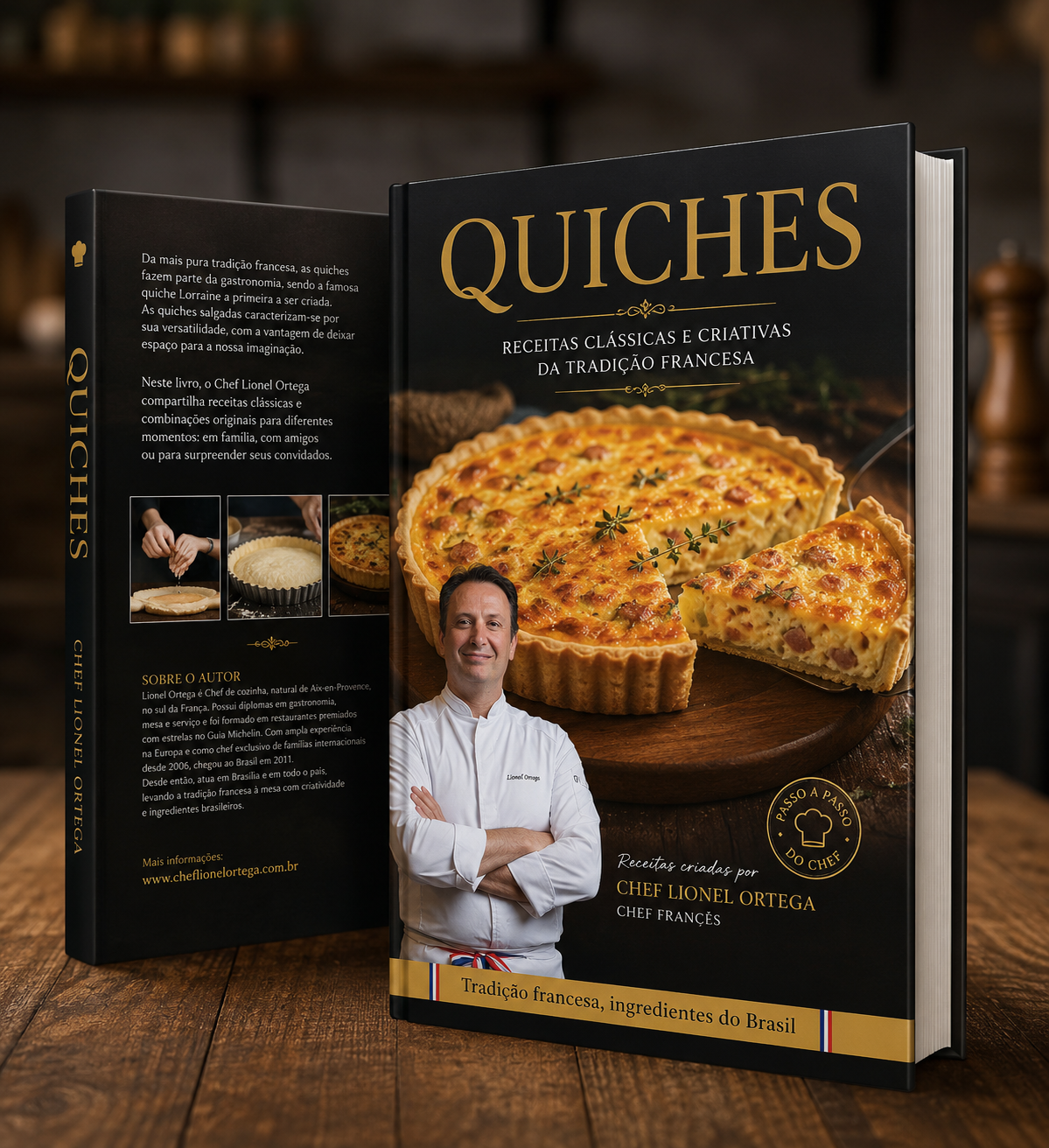 Mockup do eBook Quiches, do Chef Lionel Ortega.