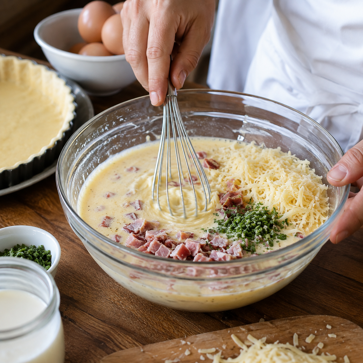 Preparo do recheio da quiche.